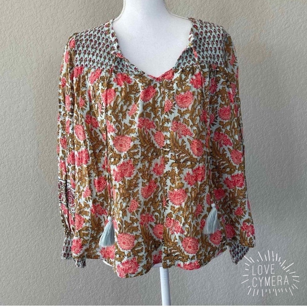 Rachel Zoe Pink and Brown Floral Blouse